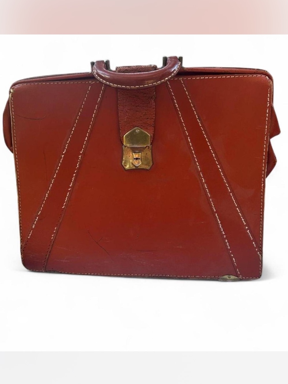 Vintage Leather Men's Briefcase in Cognac Brown
